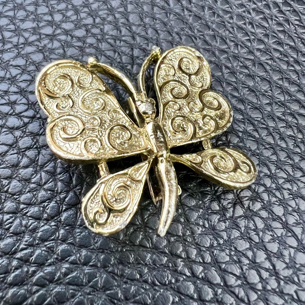 Vintage Gold Tone Gerry Weber Butterfly Brooch Pin 1 ½”